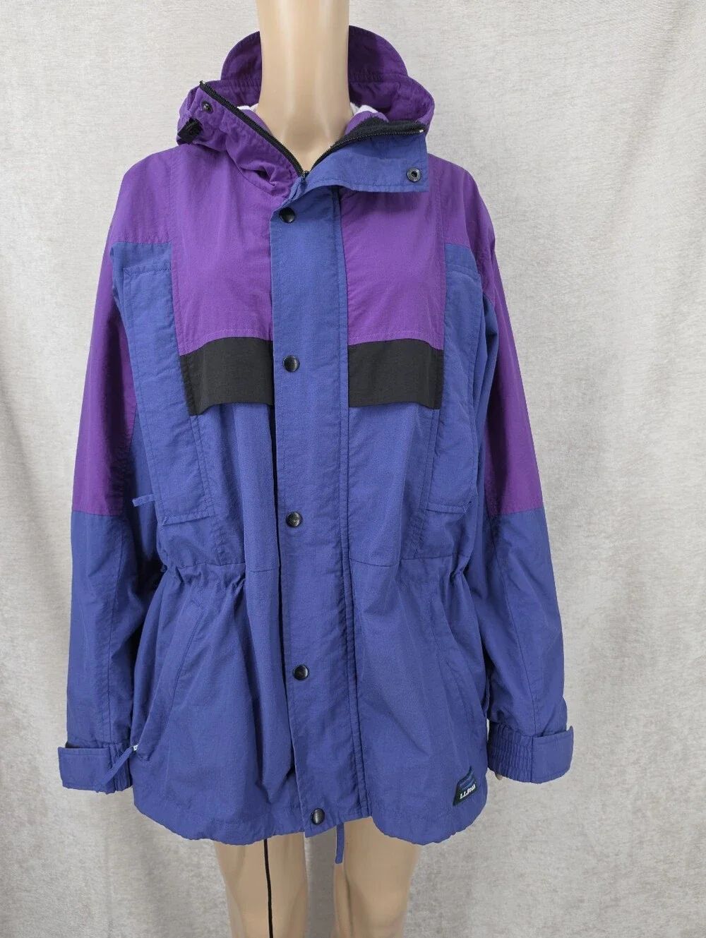 LL Bean Vintage Colorblock Unisex Sunbuster Rain Jacket Windbreaker Purple Blue